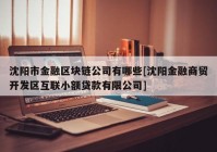 沈阳市金融区块链公司有哪些[沈阳金融商贸开发区互联小额贷款有限公司]